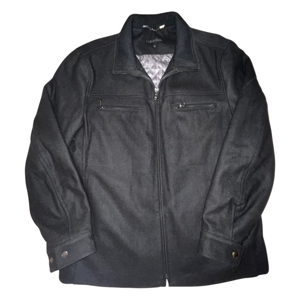 Calvin Klein Black Wool Peacoat Medium